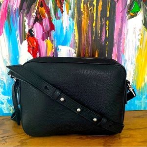 All Saints Textured Black Crossbody Bag
